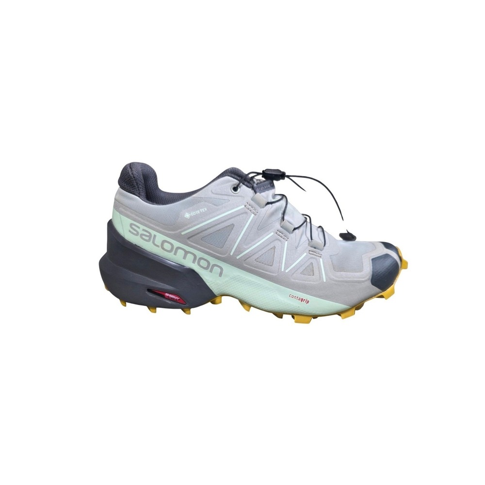 Salomon Trail Running Shoes White Gray Yellow Accent - Picture 9 of 12